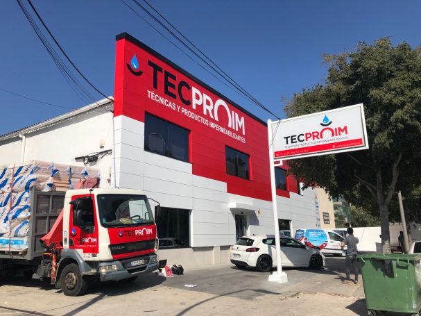 Rotulación de fachada, camión y cartel de Tecproim